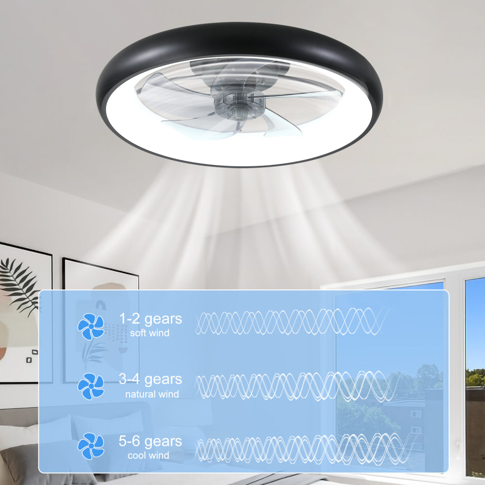 Modern Ceiling Fan with Lights Dimmable LED Quiet Design