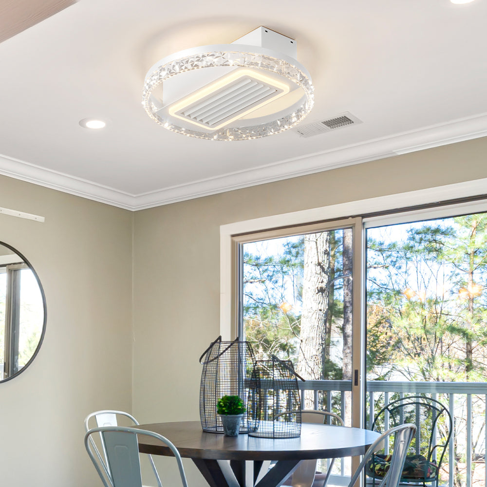 20" LED Bladeless Ceiling Fan Light with Remote Control Modern Flush Mount Ceiling Lamp with Air Circulation and Adjustable Brightness