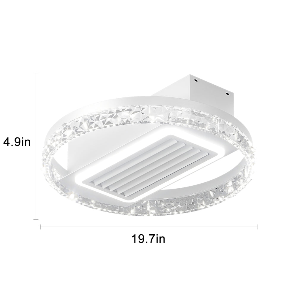20" LED Bladeless Ceiling Fan Light with Remote Control Modern Flush Mount Ceiling Lamp with Air Circulation and Adjustable Brightness