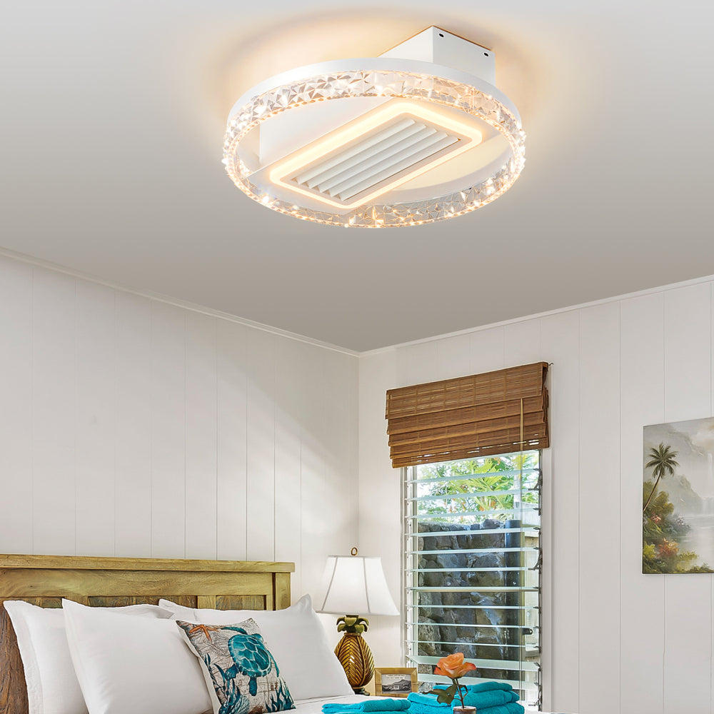 20" LED Bladeless Ceiling Fan Light with Remote Control Modern Flush Mount Ceiling Lamp with Air Circulation and Adjustable Brightness