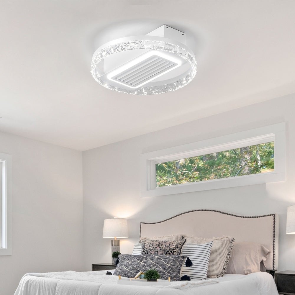 20" LED Bladeless Ceiling Fan Light with Remote Control Modern Flush Mount Ceiling Lamp with Air Circulation and Adjustable Brightness