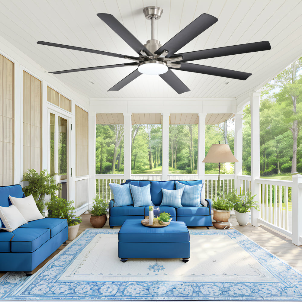 66" Modern Smart Ceiling Fan with LED Light, Dimmable, 8 ABS Blades, Quiet Reversible DC Motor, Remote & App Control