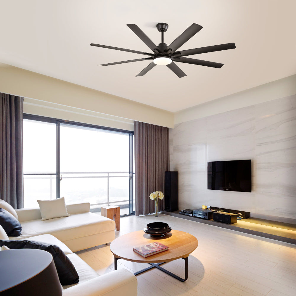 66" Modern Smart Ceiling Fan with LED Light, Dimmable, 8 ABS Blades, Quiet Reversible DC Motor, Remote & App Control