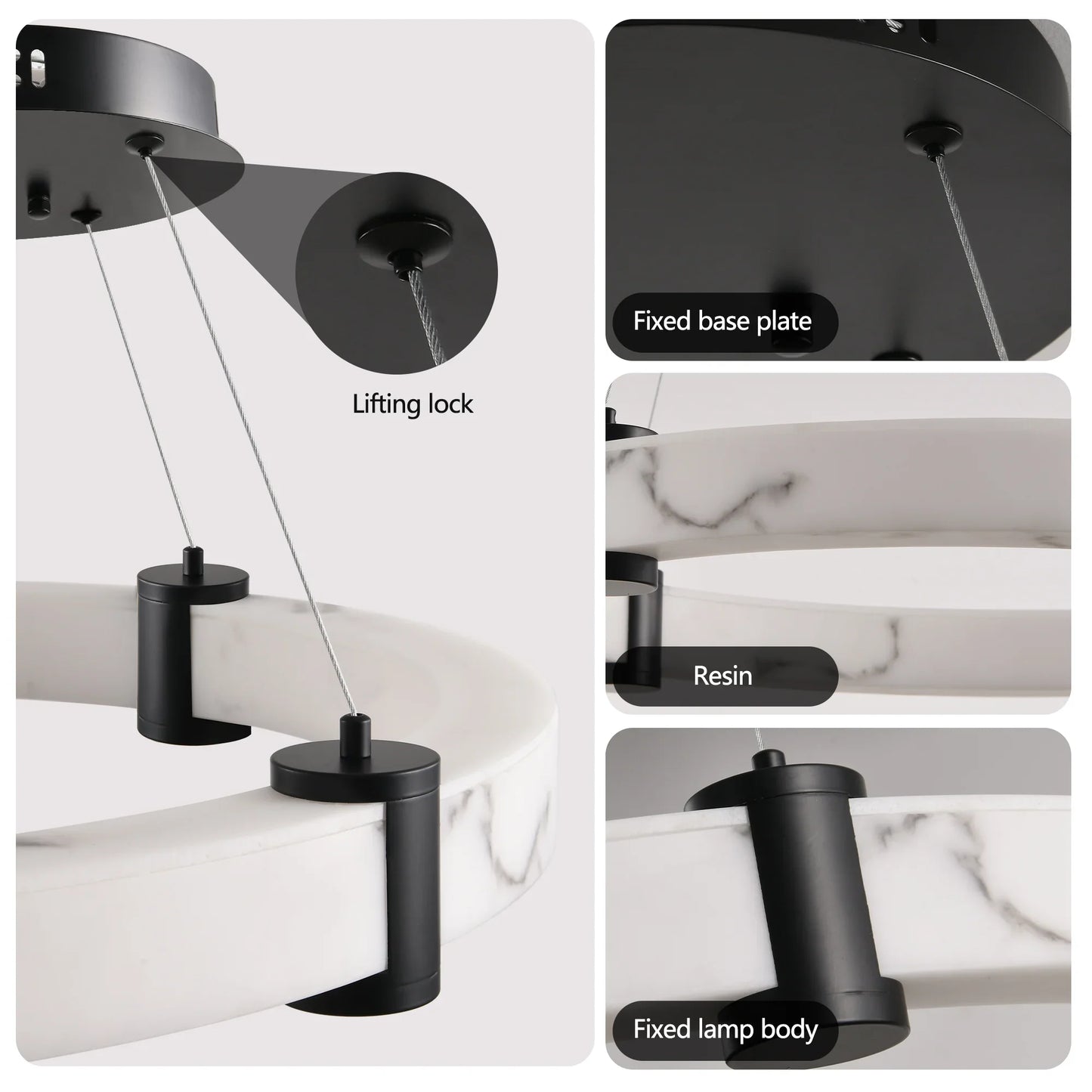 Modern LED Pendant Light, 24-Inch Round Hanging Chandelier with Adjustable Height - okeli lights