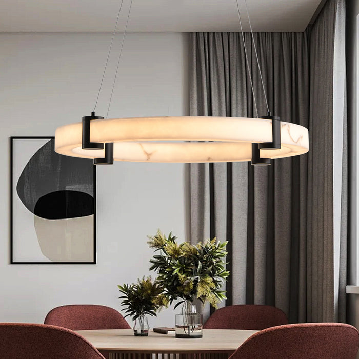 Modern LED Pendant Light, 24-Inch Round Hanging Chandelier with Adjustable Height