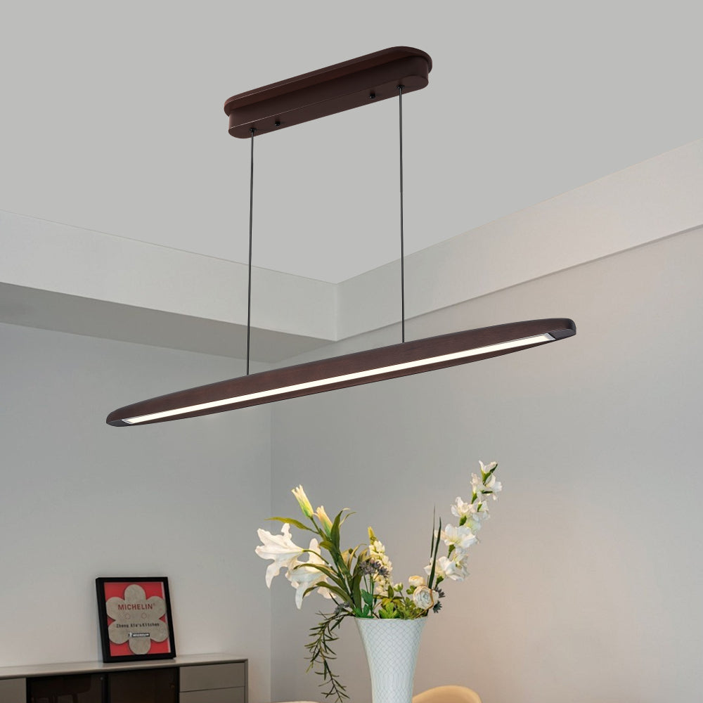 Streamline Wooden LED Pendant Light with Remote Control 51"
