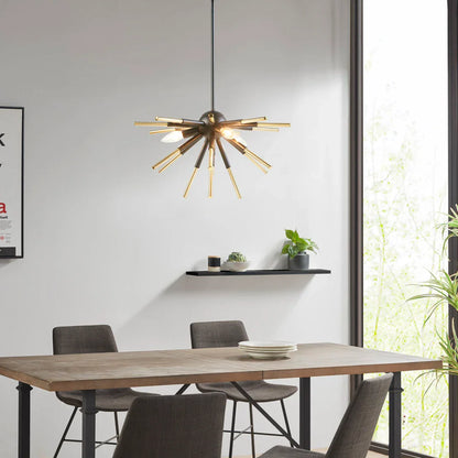 3-Light Spiked Chandelier Modern Classic Geometric Lighting Matte Black And Gold Finish - okeli lights