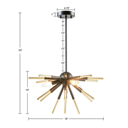 3-Light Spiked Chandelier Modern Classic Geometric Lighting Matte Black And Gold Finish - okeli lights