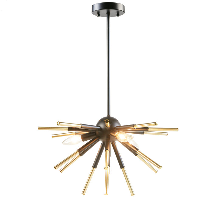 3-Light Spiked Chandelier Modern Classic Geometric Lighting Matte Black And Gold Finish