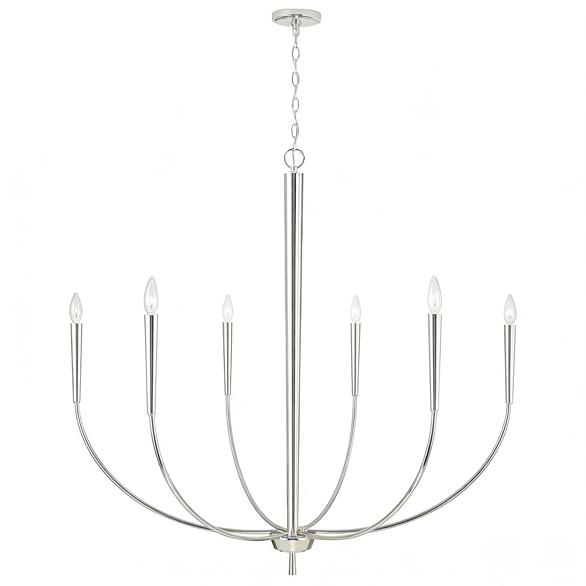 34-Inch Luxury Dimmable Brushed Nickel 6-Light Chandelier Adjustable