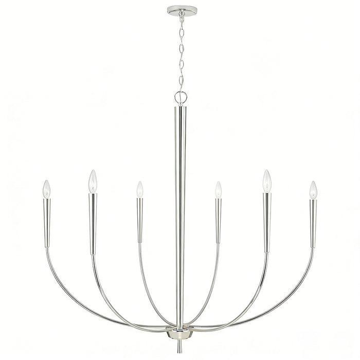 34-Inch Luxury Dimmable Brushed Nickel 6-Light Chandelier Adjustable