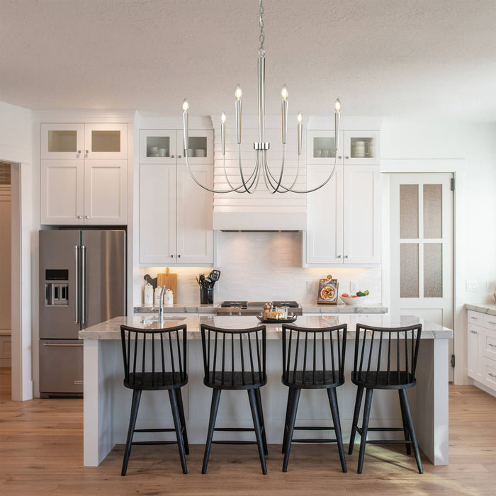 34-Inch Luxury Dimmable Brushed Nickel 6-Light Chandelier Adjustable