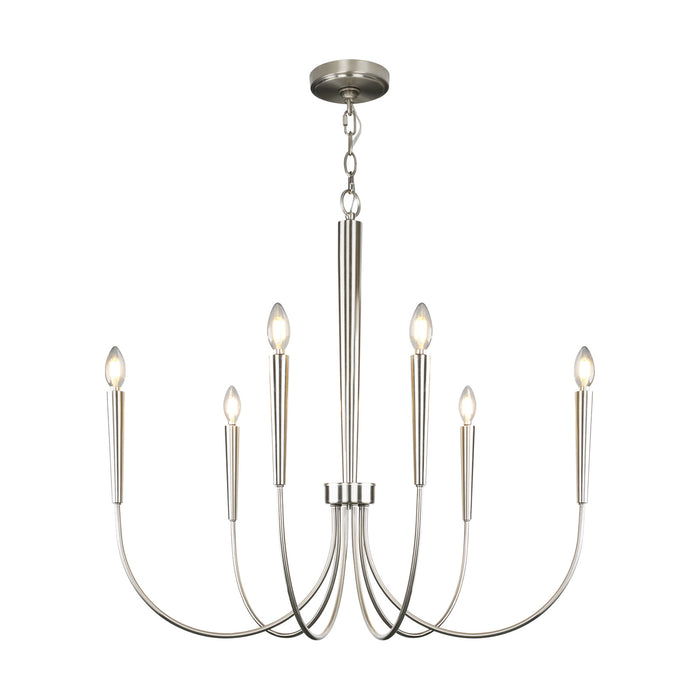 34-Inch Luxury Dimmable Brushed Nickel 6-Light Chandelier Adjustable