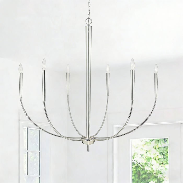 34-Inch Luxury Dimmable Brushed Nickel 6-Light Chandelier Adjustable