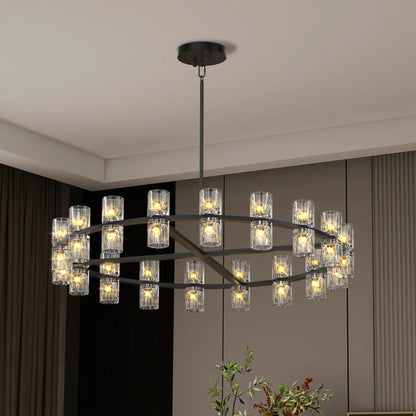 36 Inches Luxury Chandeliers Crystal Living Room Decorative Lights Simple Modern Dining Room(Bulbs Included) - okeli lights