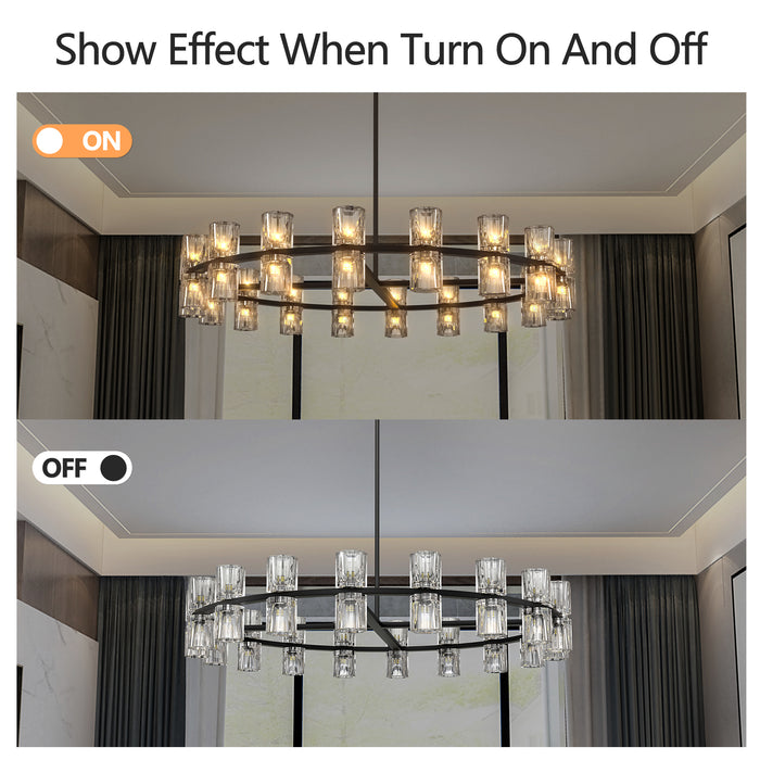 36 Inches Luxury Chandeliers Crystal Living Room Decorative Lights Simple Modern Dining Room(Bulbs Included)