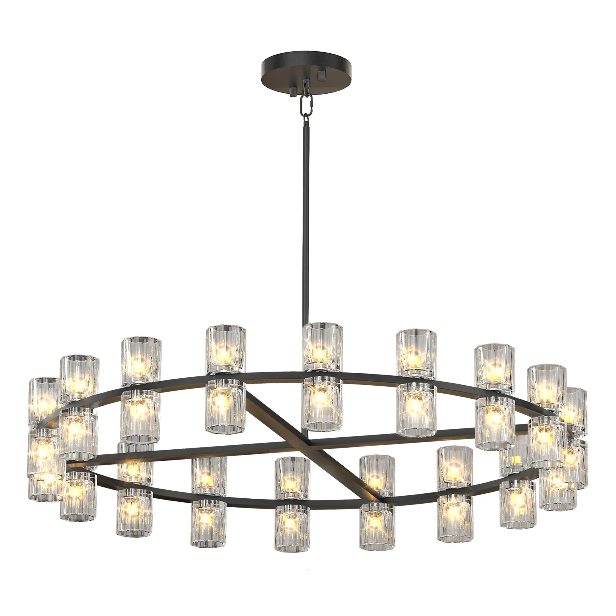 36 Inches Luxury Chandeliers Crystal Living Room Decorative Lights Simple Modern Dining Room(Bulbs Included) - okeli lights
