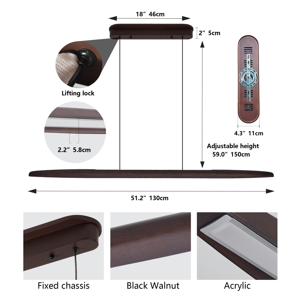 Streamline Wooden LED Pendant Light with Remote Control