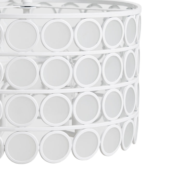 4-Light Glass Drum Shade Chandelier Mid-Century Modern White Ceiling Light for Dining Room & Kitchen