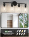 Black 4-Light Bathroom Light Fixtures with clear shades