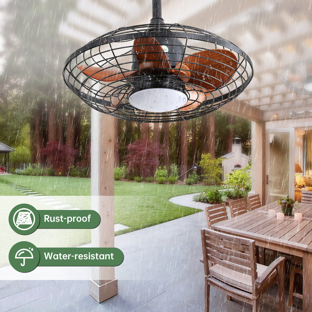 20-Inch Downrod Mount Ceiling Fan LED 18W 3CCT for Outside Patios Pergola
