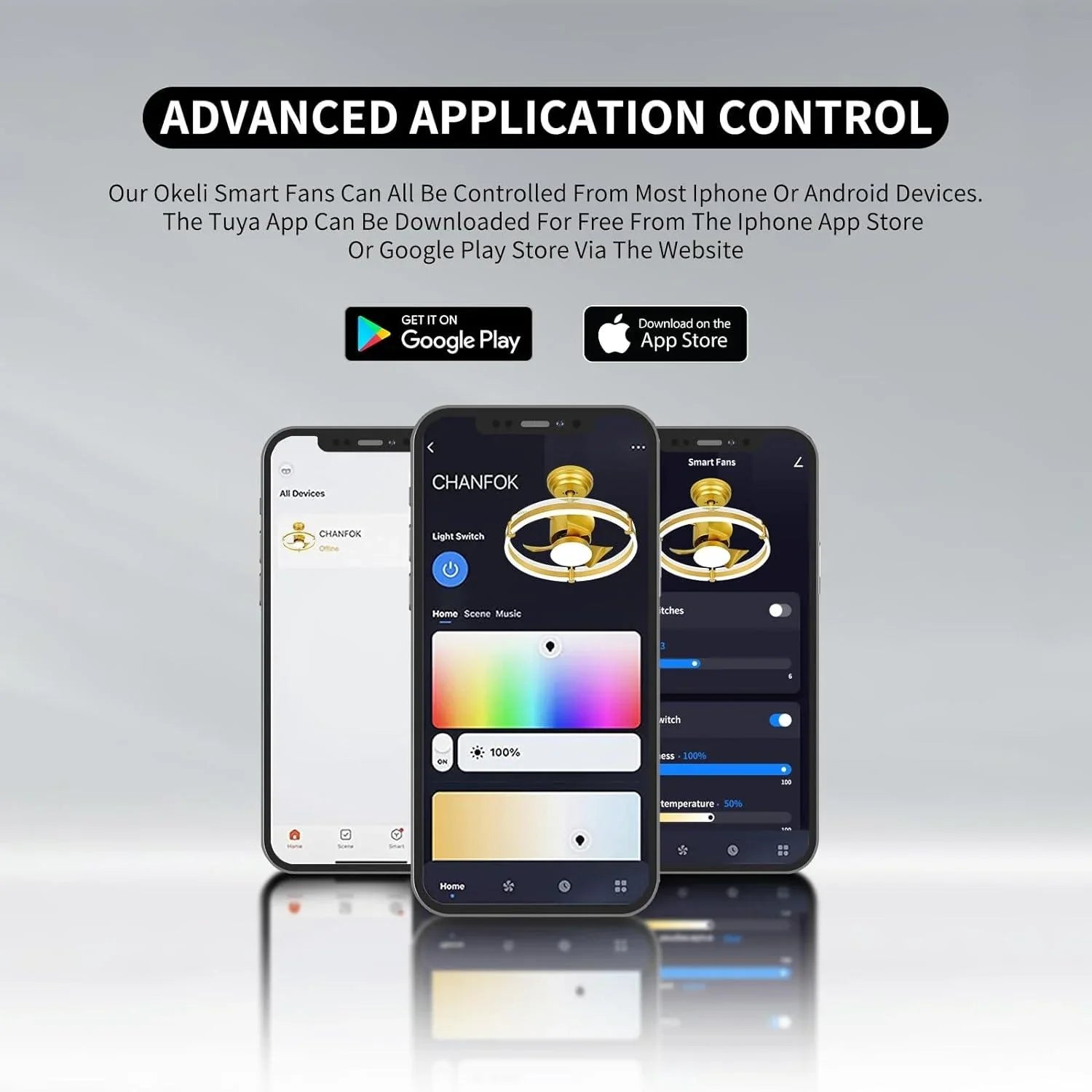 Gold Ceiling Fan, Low Profile Ceiling Fans with Lights and Remote - okeli lights