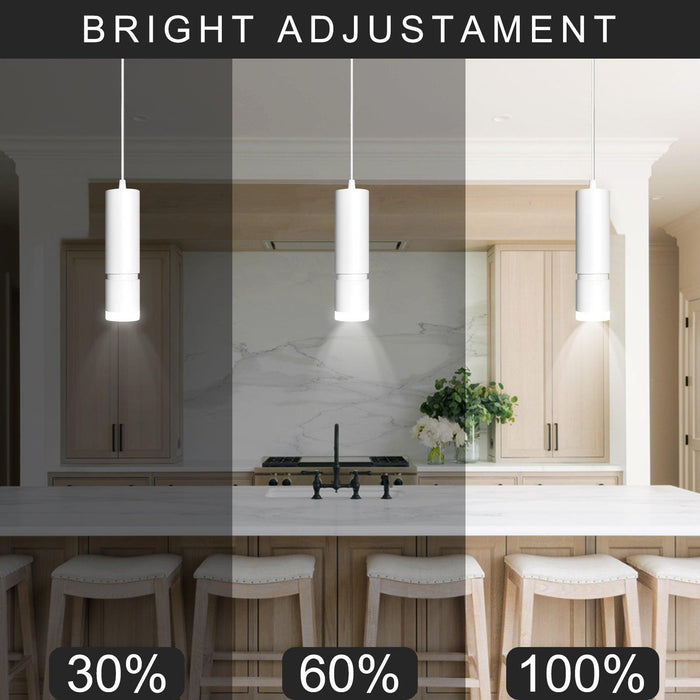 OKELI White Modern Pendant Lights,LED Mini Kitchen Island Lights Adjustable Focus Pendant Lighting, 1 Pack - okeli lights