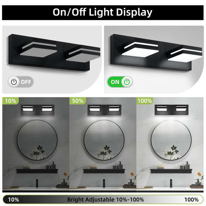 LED Modern Black Bathroom Vanity Lights Over Mirror 360° Rotatable Wall Sconce Lighting - okeli lights