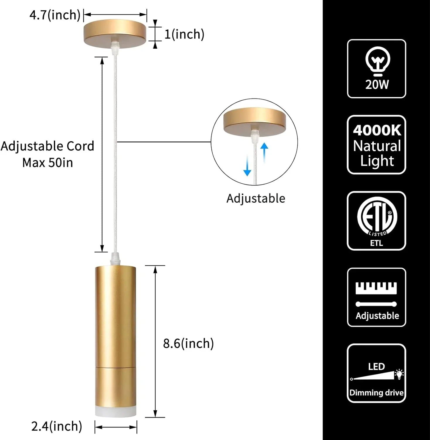 OKELI Modern Gold LED Mini Kitchen Island Focus Pendant Lighting 3-Pack - okeli lights