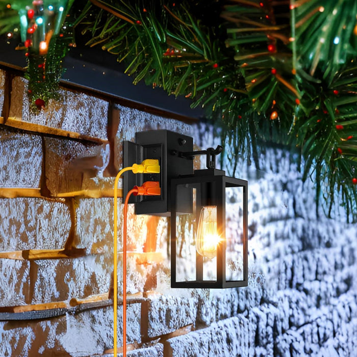 Outdoor Wall Lights, 2 Pack Porch Lights Dusk to Dawn with GFCI Outlet - okeli lights
