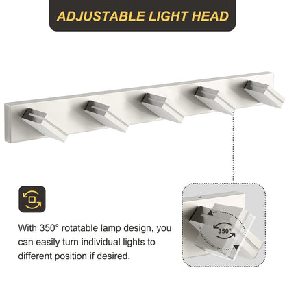 5-Light Bathroom Vanity Modern LED Light Over Mirror Dimmable Mirror Front Lighting