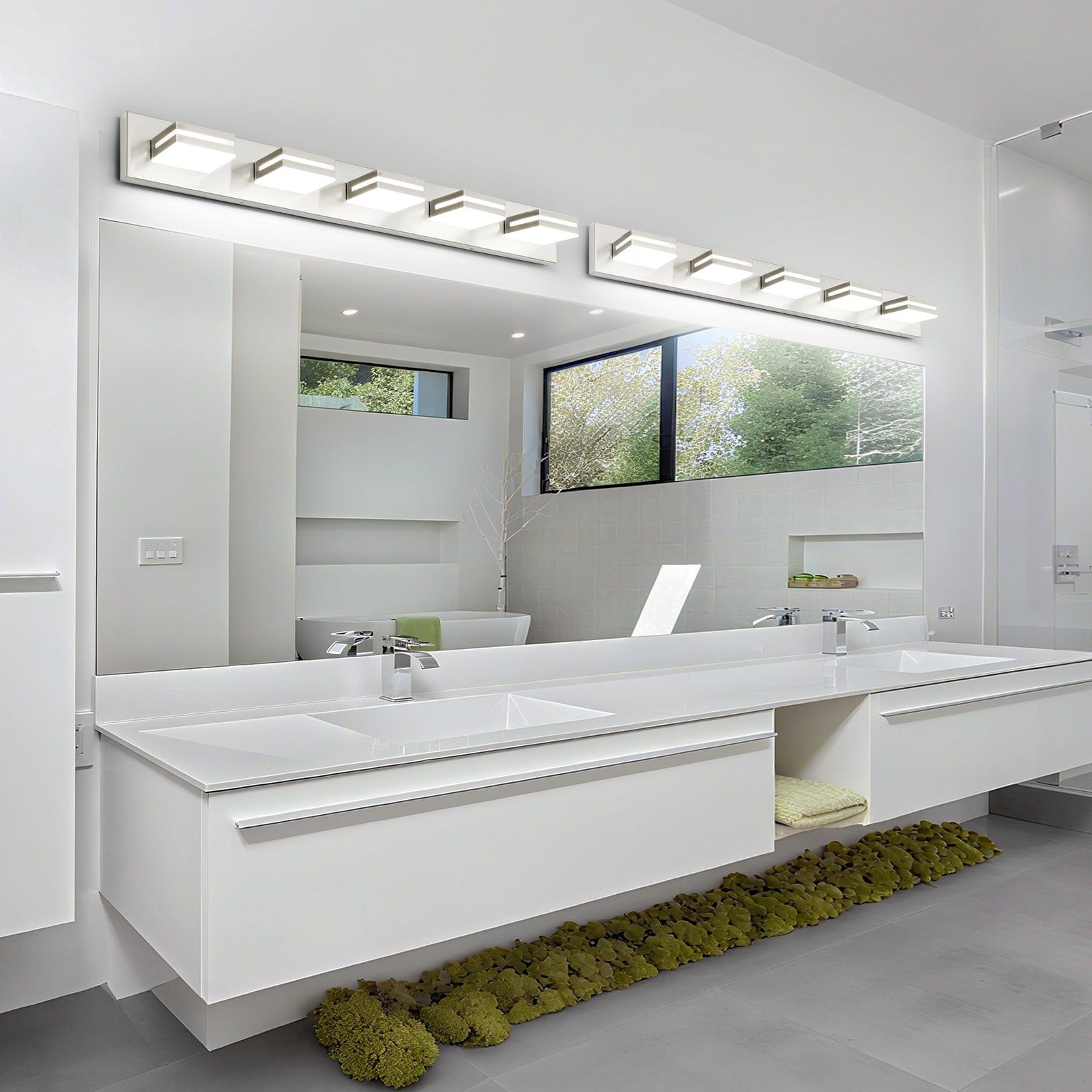 5-Light Bathroom Vanity Modern LED Light Over Mirror Dimmable Mirror Front Lighting