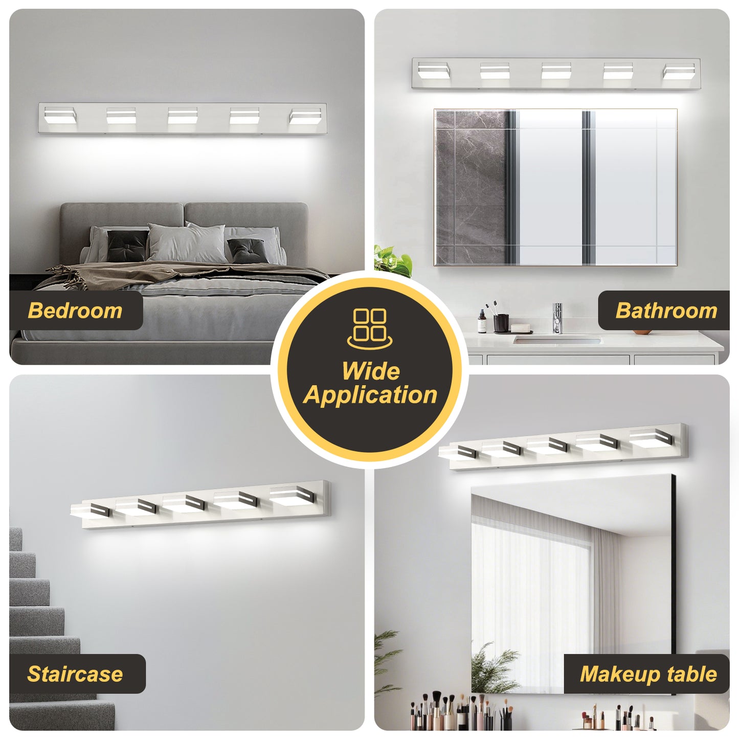 5-Light Bathroom Vanity Modern LED Light Over Mirror Dimmable Mirror Front Lighting