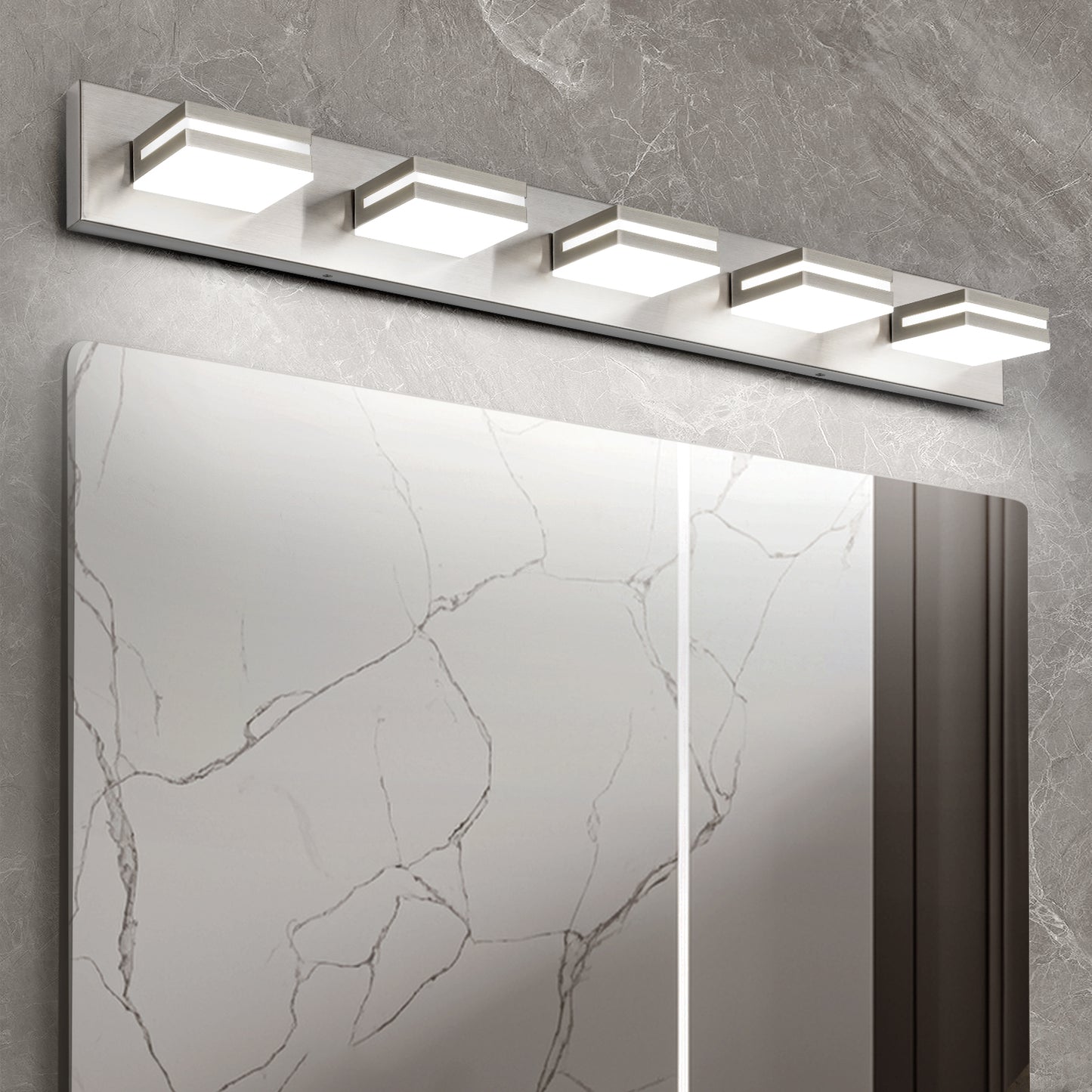 5-Light Bathroom Vanity Modern LED Light Over Mirror Dimmable Mirror Front Lighting