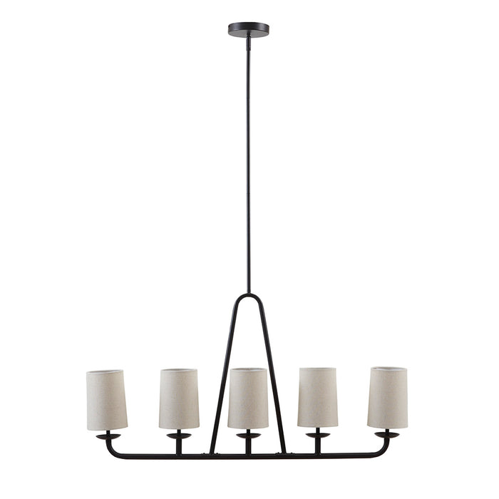 5-Light Linear Chandelier with Drum Shades Modern Farmhouse Oil Rubbed Bronze Kitchen Island & Dining Room Lighting