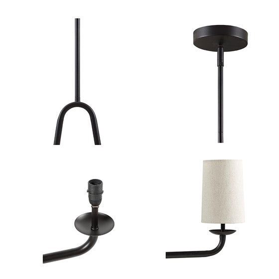 5-Light Linear Chandelier with Drum Shades Modern Farmhouse Oil Rubbed Bronze Kitchen Island & Dining Room Lighting