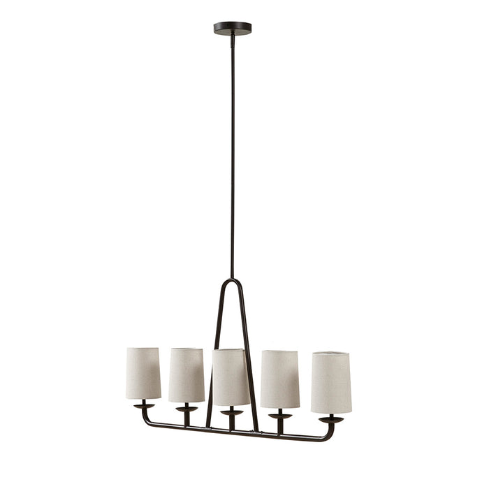 5-Light Linear Chandelier with Drum Shades Modern Farmhouse Oil Rubbed Bronze Kitchen Island & Dining Room Lighting