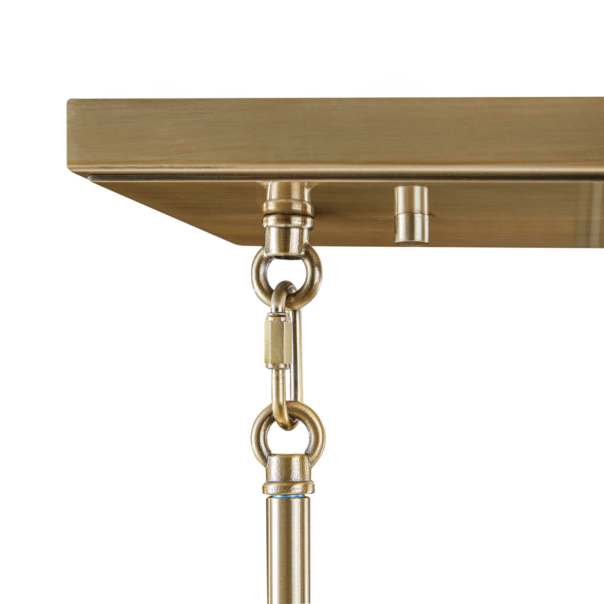 5-Light Linear Chandelier with Textured Glass Shades Transitional Antique Brass Dining Room & Kitchen Island Lighting