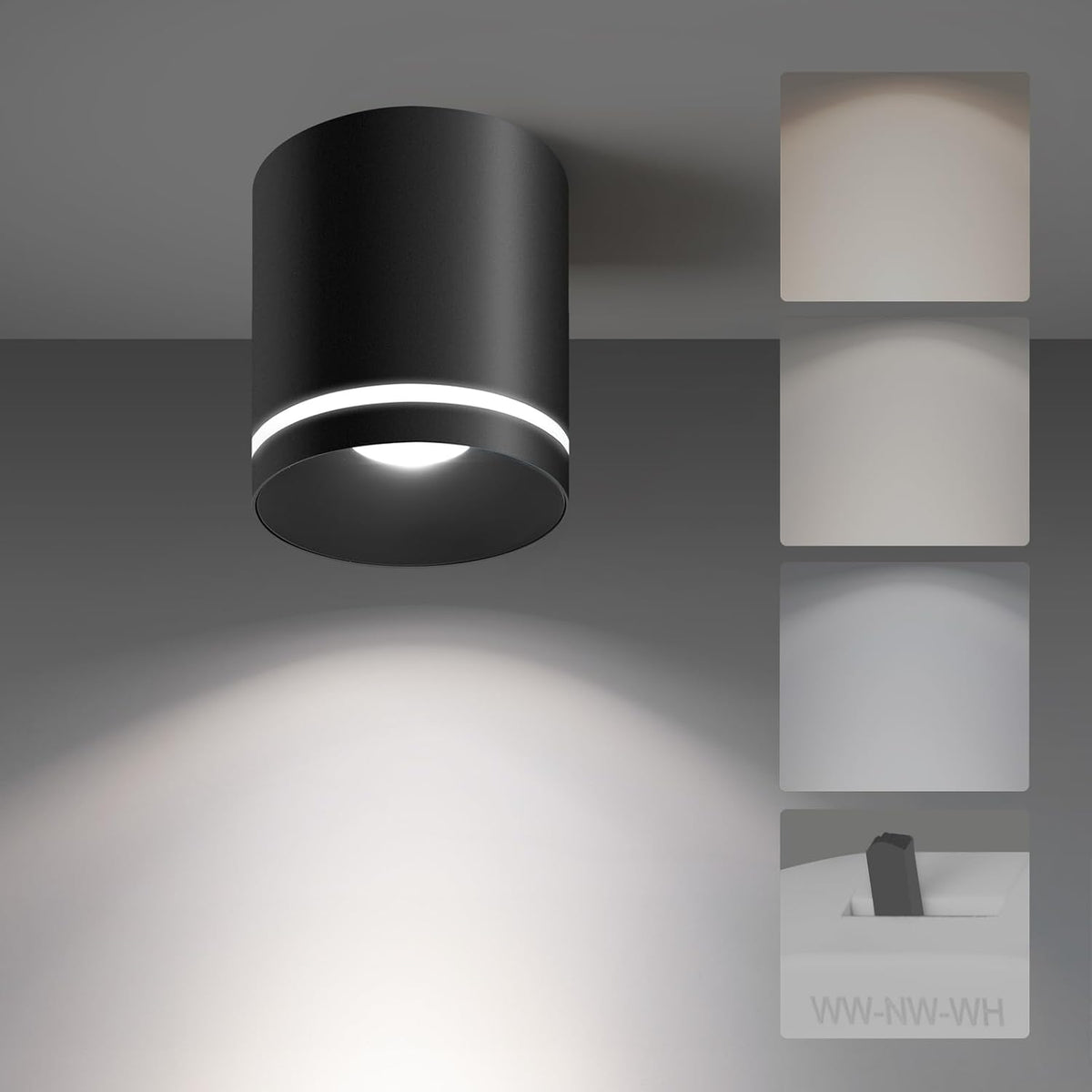 OKELI 5.9" LED Cylinder Flush Mount Ceiling Light, 20W 1800LM, 3CCT 2700K-6000K Dimmable 1-3 Pack