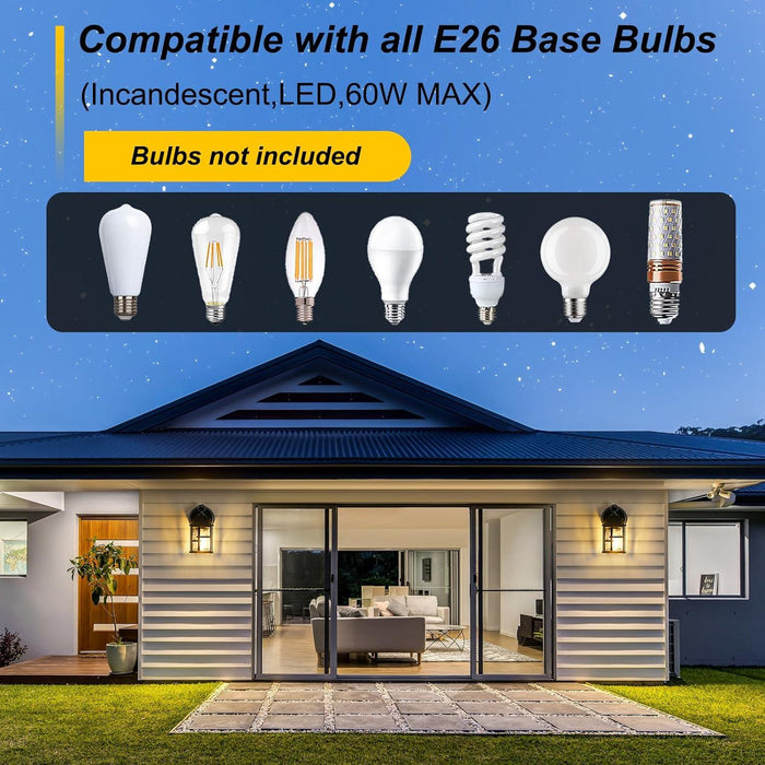 Outdoor Wall Lights, 2 Pack Dusk to Dawn Porch Fixtures Wall Mounted - okeli lights