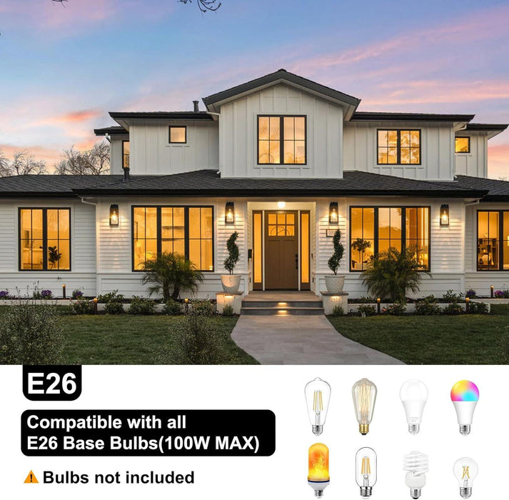 Outdoor Wall Lights, 2 Pack Porch Lights Dusk to Dawn with GFCI Outlet - okeli lights