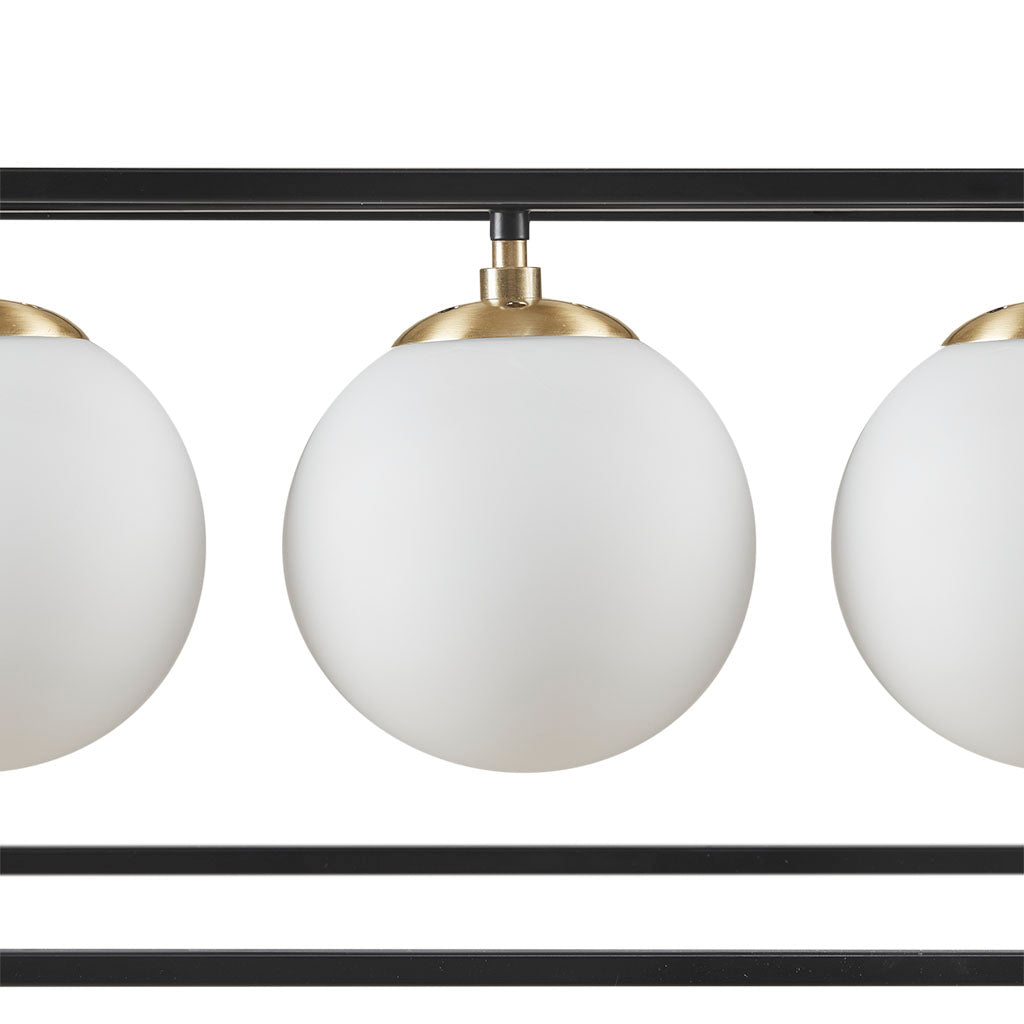 6-Light Linear Glass Globe Chandelier Industrial Vintage Brass Dining Room & Kitchen Island Pendant Lighting
