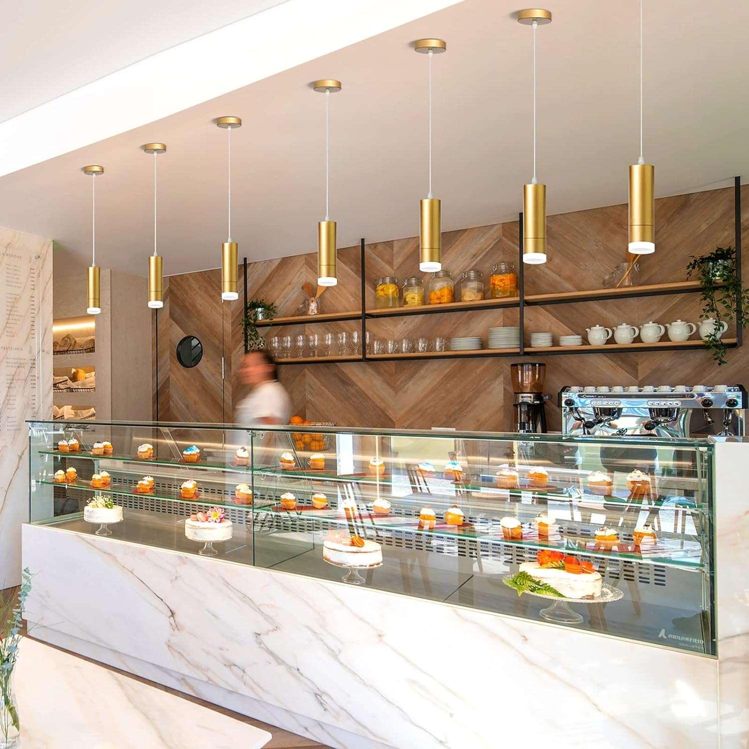 OKELI Modern Gold LED Mini Kitchen Island Focus Pendant Lighting 3-Pack - okeli lights