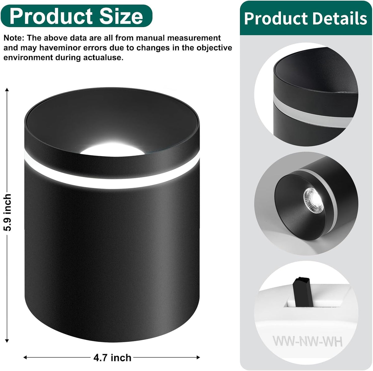 OKELI 5.9" LED Cylinder Flush Mount Ceiling Light, 20W 1800LM, 3CCT 2700K-6000K Dimmable 1-3 Pack