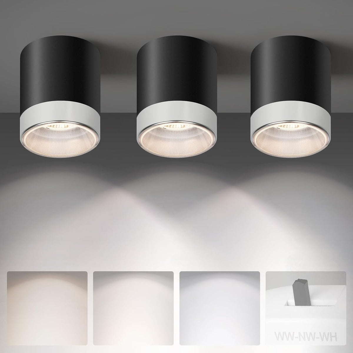 OKELI 24W LED Cylinder Flush Mount Ceiling Light, 2300LM 3CCT 2700K-6000K Dimmable