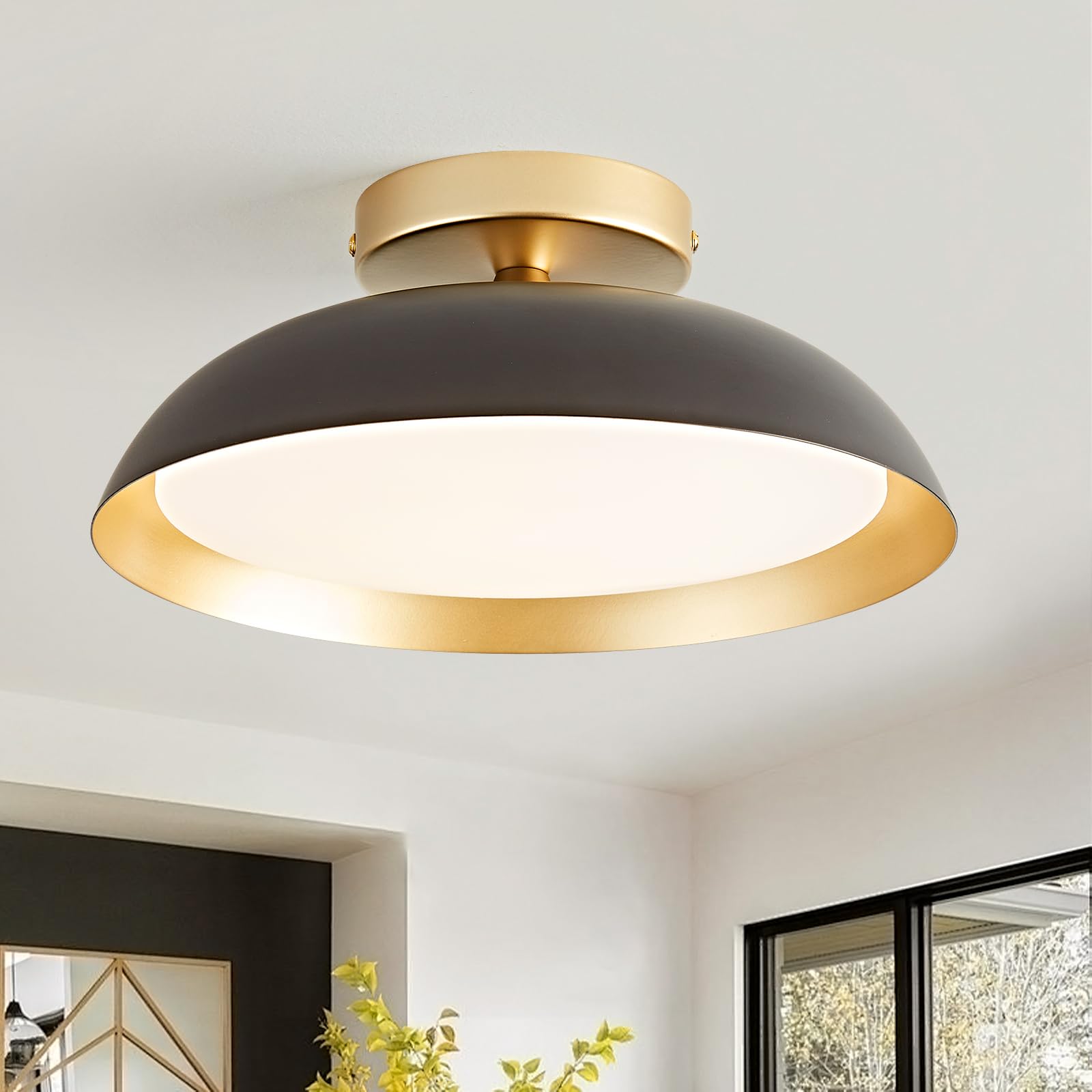 OKELI Dimmable LED Ceiling Light Fixture, 5CCT Modern Semi Flush Mount Ceiling Light 2700K-6000K