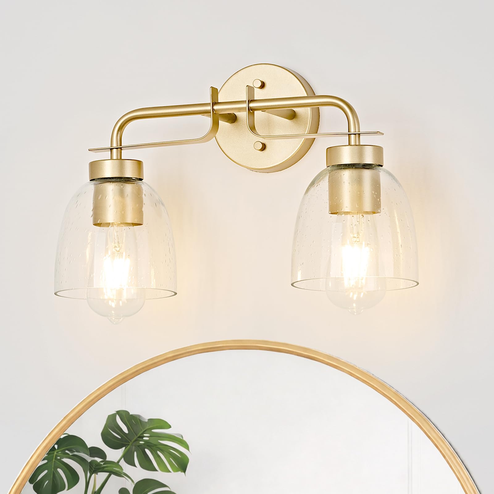 Mid-Century Modern Bathroom Vanity Light Wall Sconce with Frosted White Glass Shades E26 Base