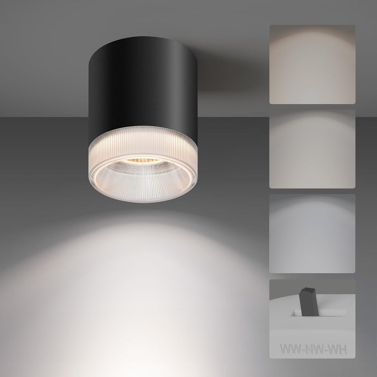 OKELI 24W LED Cylinder Flush Mount Ceiling Light, 2300LM 3CCT 2700K-6000K Dimmable