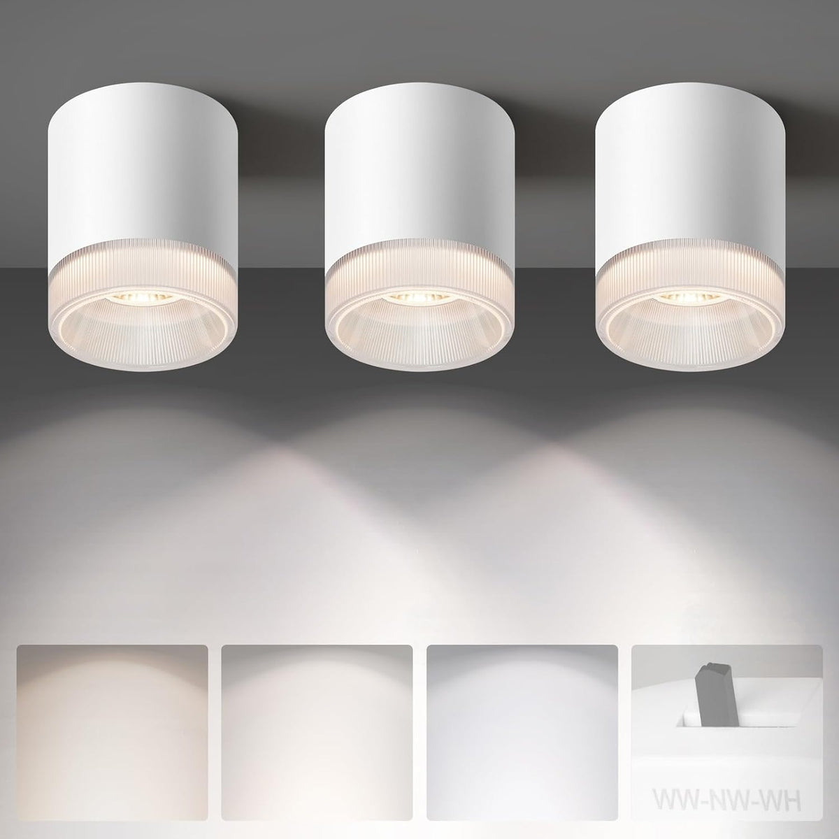 OKELI 24W LED Cylinder Flush Mount Ceiling Light, 2300LM 3CCT 2700K-6000K Dimmable