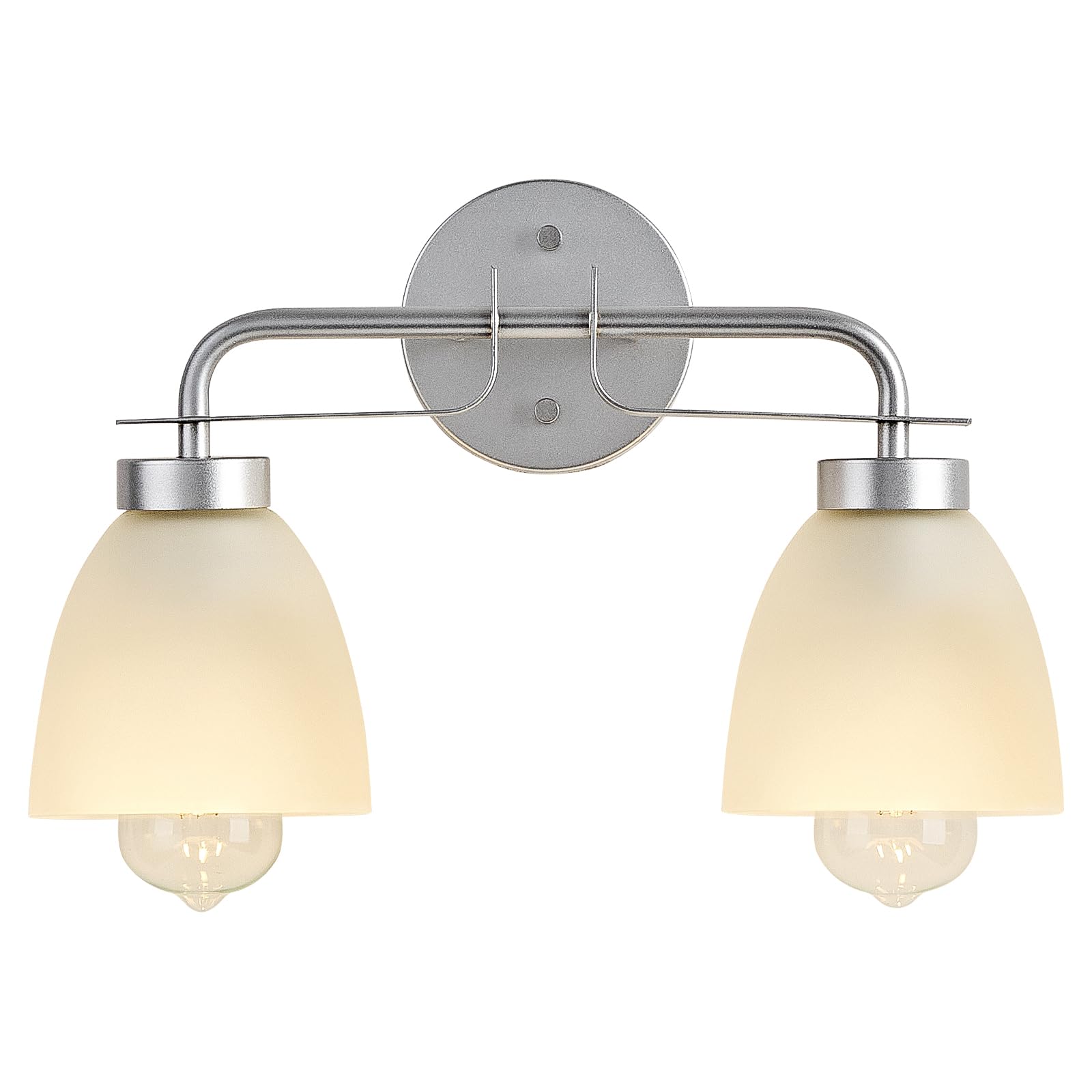 Mid-Century Modern Bathroom Vanity Light Wall Sconce with Frosted White Glass Shades E26 Base